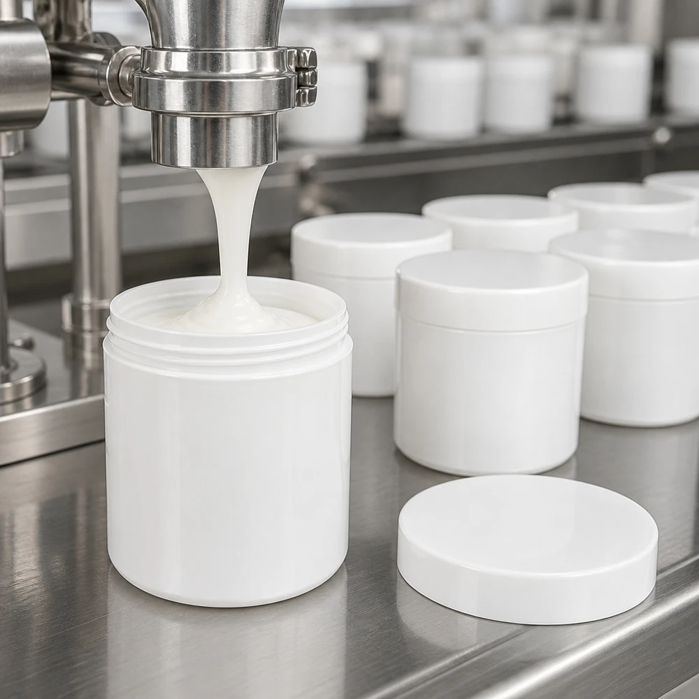 Pot à pommade de 100 g en PP blanc à large ouverture, idéal pour les crèmes et pommades épaisses