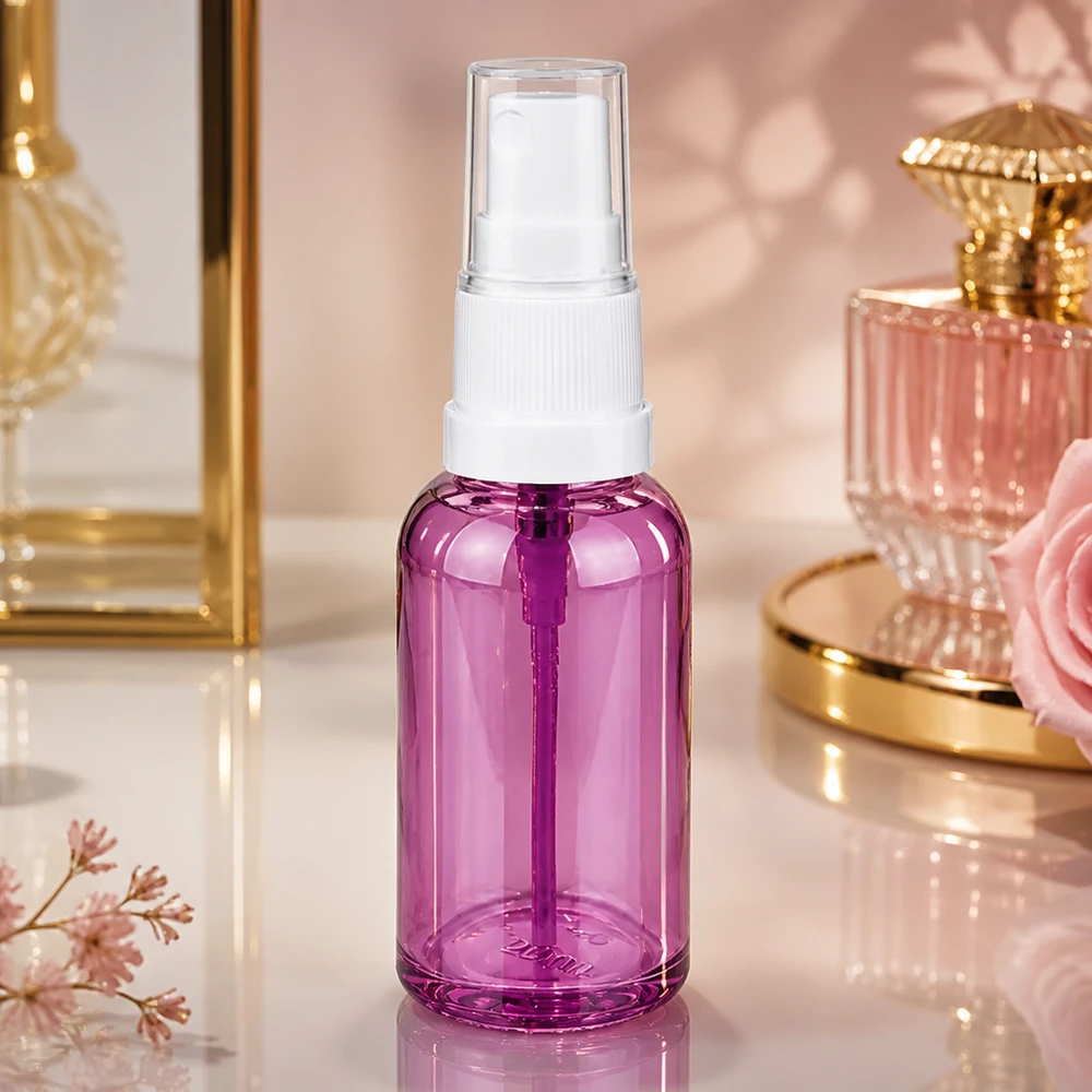 Vaporisateur 30ml blanc/transparent Standard PurpleLine UT18/30 Vaporisateur maniable de 30 ml avec verre pourpre cristallin pour les routines beauté mobiles
