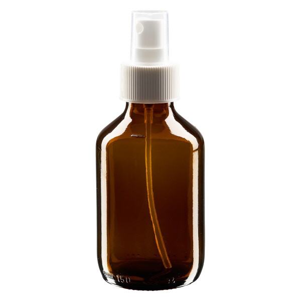 Flacon médical norme européenne de 150 ml avec spray blanc GCMI 28/410 et couvercle transparent, standard