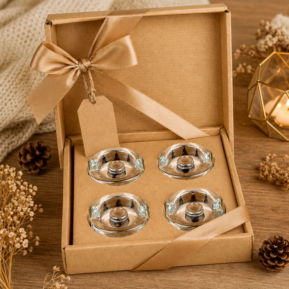 UNiTWIST Poids en verre pour la fermentation, set de 4 pièces dans un élégant emballage cadeau avec ruban doré et décoration