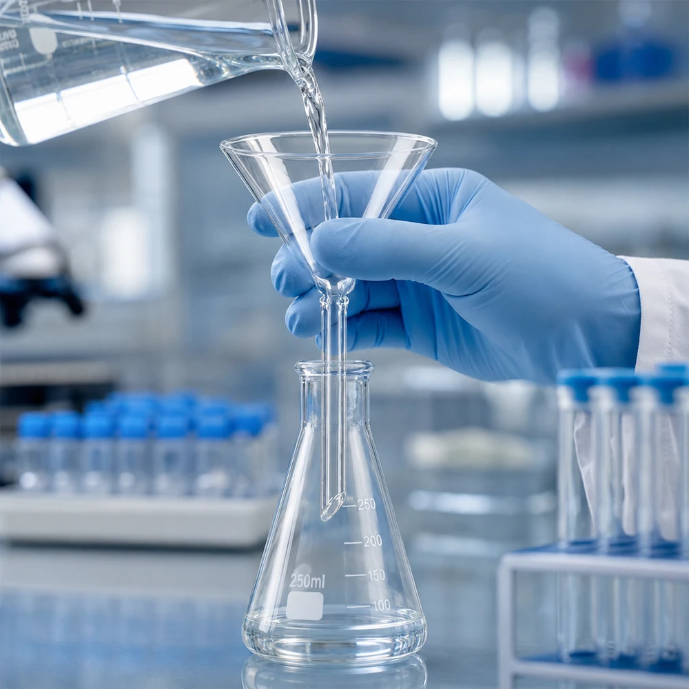 Entonnoir en verre borosilicaté de laboratoire chimique 75mm forme courte pour la filtration et l'analyse professionnelles