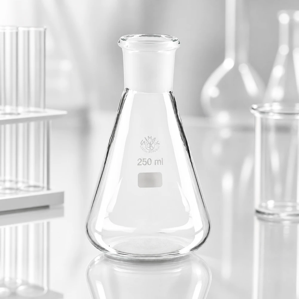 Erlenmeyer 250 ml col étroit, verre borosilicate avec rodage normalisé 29/32