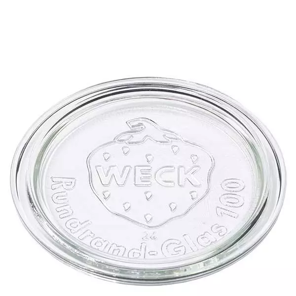 WECK Couvercle en verre RR100 rond transparent avec logo en relief pour bocaux et bocaux de conservation