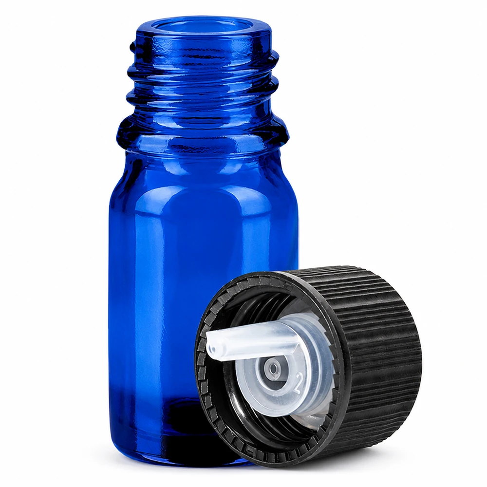 Flacon compte-goutte 5ml 1mm noir STD BlueLine UT18/5 Flacon compte-gouttes BlueLine pratique de 5 ml avec bouchon noir pour les médicaments et les extraits