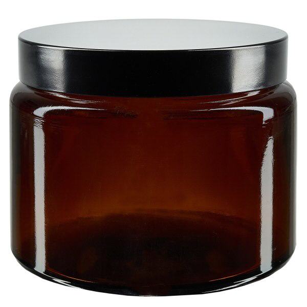 Pot en verre 500ml brun, avec couvercle en bakélite noir