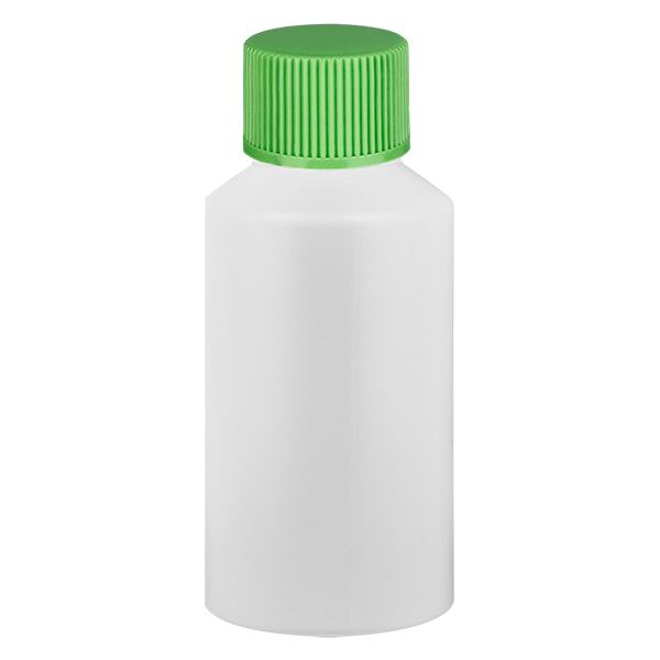 Flacon à pharmacie HDPE 50ml blanc avec bouchon vissable vert