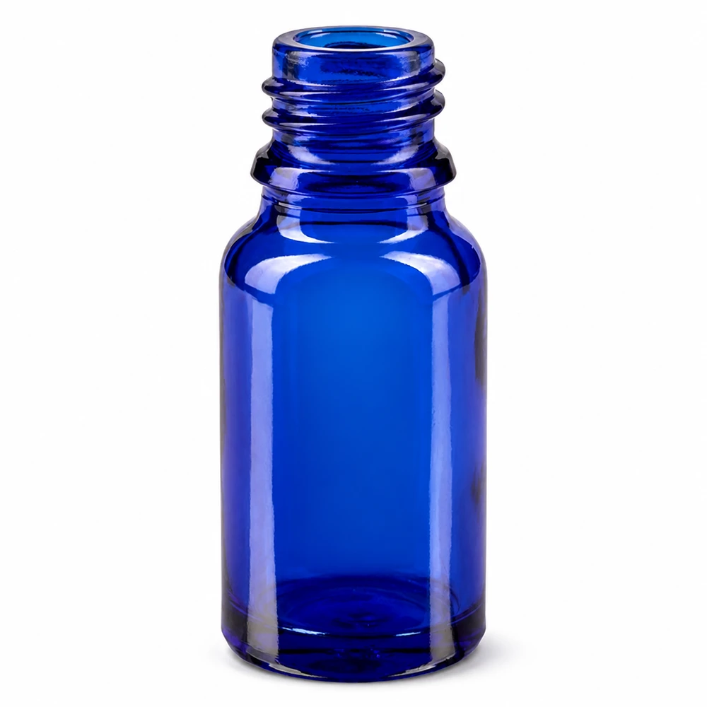Flacon 10 ml DIN18 - verre bleu Bouteille médicale bleue 10ml idéale pour les gouttes d'huiles essentielles et les applications pharmaceutiques