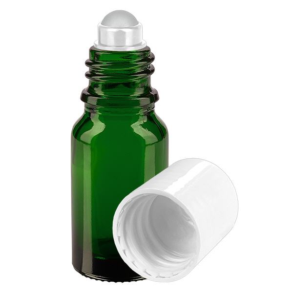 Flacon de pharmacie vert 10ml Roll-On bouchon blanc