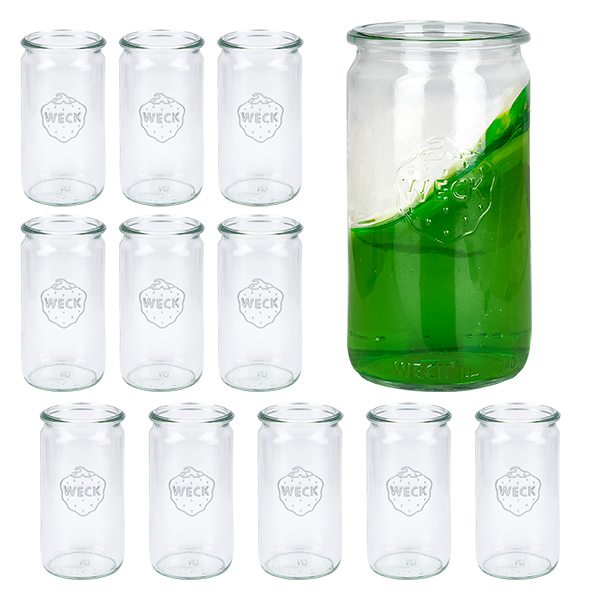 Lot de 12 pots Weck 340ml verres cylindriques Lot de 12 pots Weck 340ml verres cylindriques