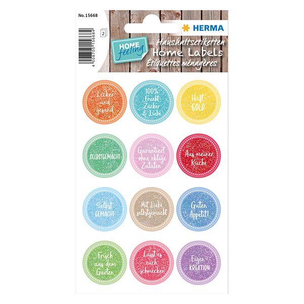 Sticker « Hüftgold » (24 autocollants avec paillettes) | 2 feuilles = 24 autocollants en papier.