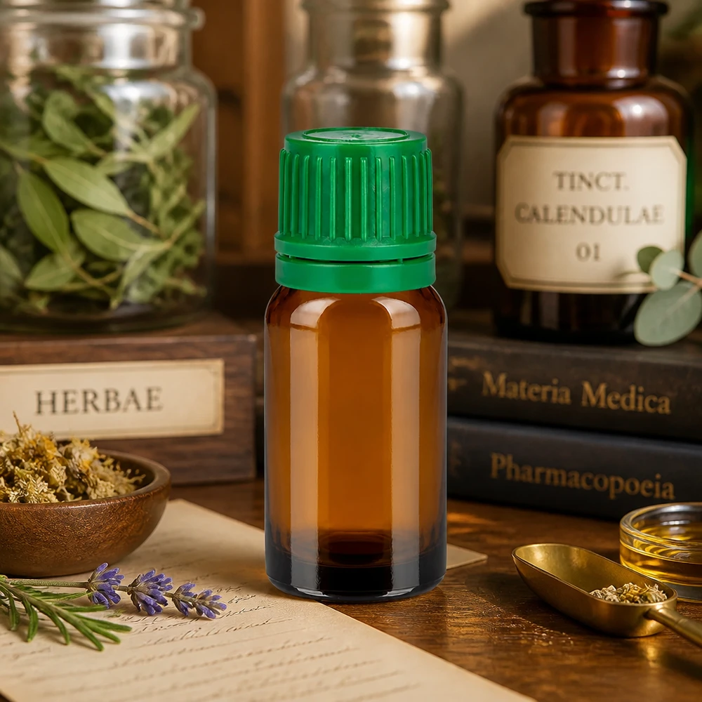 Flacon 10ml 11mm SV vert OV BrownLine UT18/10 Flacon en verre brun de 10 ml avec bouchon de sécurité enfant vert pour une conservation en toute sécurité
