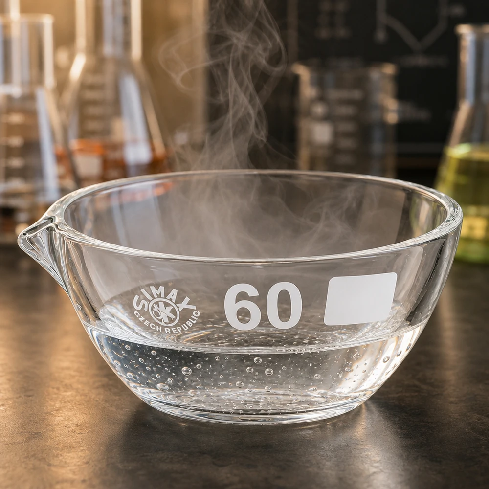 Capsule d’évaporation 45 ml en verre borosilicate, avec bec verseur Bol en verre avec bec verseur 45ml en borosilicate pour le travail professionnel en laboratoire
