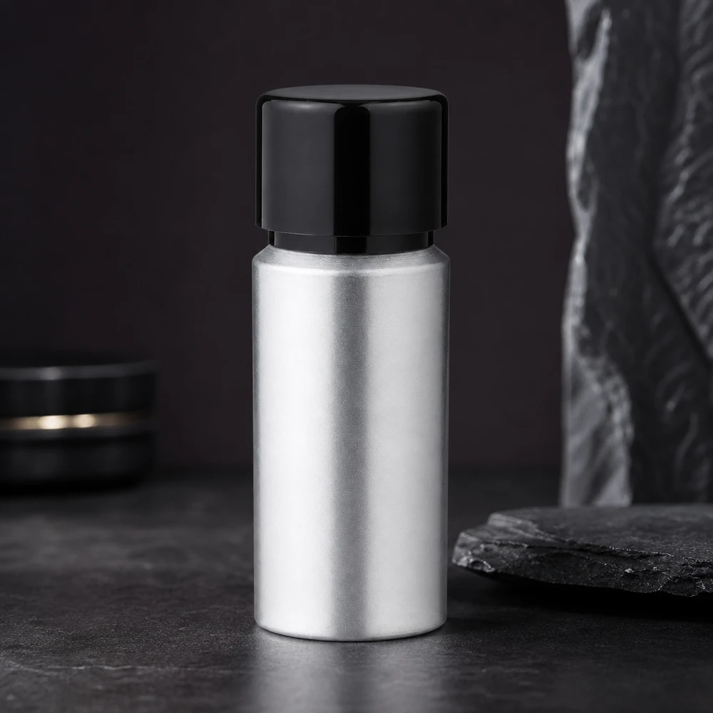 Bouteille en aluminium teinté 20 ml, avec bouchon à vis noir et joint conique Bouteille en aluminium légère de 20 ml avec bouchon - peu encombrante pour l'atelier et le laboratoire