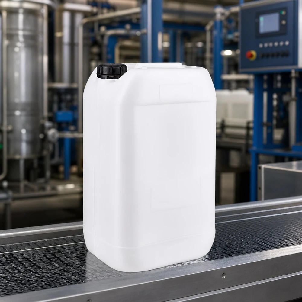 Récipient empilable pour liquides, 15 L, blanc, avec bouchon à vis anti-fuites, destiné aux produits chimiques
