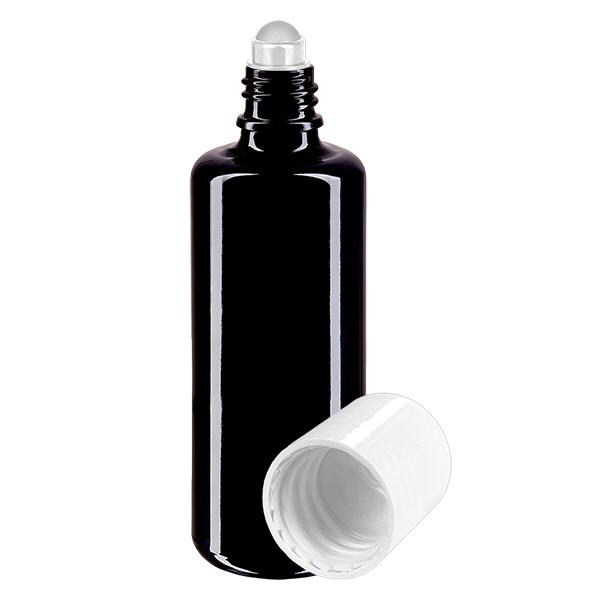 Flacon de pharmacie violet 50ml roll-on bouchon blanc