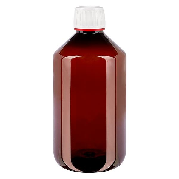 Bouteille en PET 500 ml avec bouchon blanc à rabat