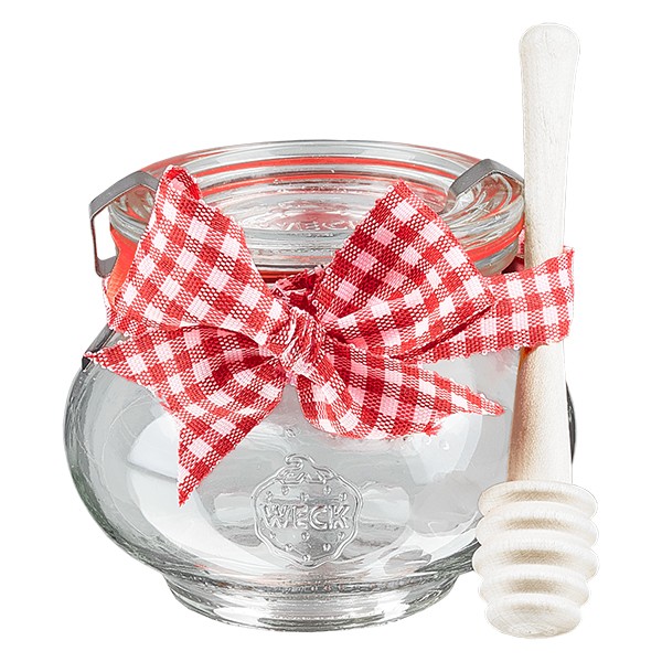 Bocal décoratif WECK 220 ml complet avec cuillère à miel et nud