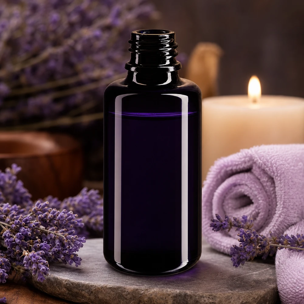 Flacon en verre violet 30 ml DIN18 (verre Miron) Bouteille Orion en verre violet premium de 30 ml pour une conservation sûre des huiles de qualité supérieure