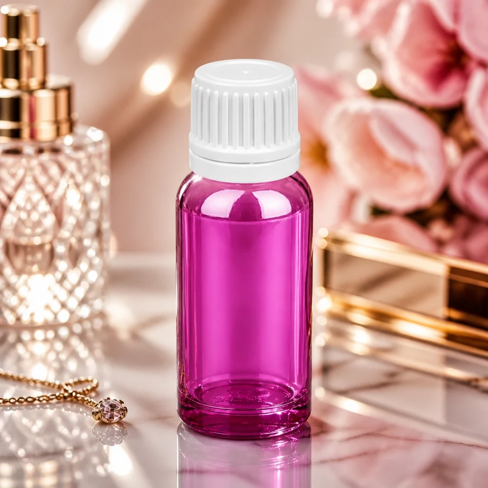 Flacon 20ml bouchon à vis 11mm blanc Originalité Bouchon à vis PurpleLine UT18/20 Flacon décoratif en verre violet de 20ml avec bouchon blanc idéal pour les cosmétiques DIY