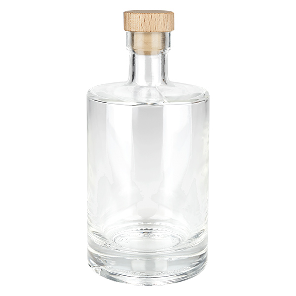 Bouteille en verre 500 ml « Galileo » avec bouchon en bois UNiTWIST®