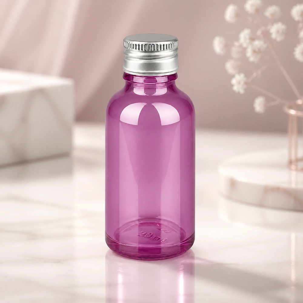 Flacon 30ml bouchon à vis 11mm alu-argent standard PurpleLine.UT18/30 Bouteille de pharmacie violette de 30 ml avec bouchon en aluminium résistant à la corrosion