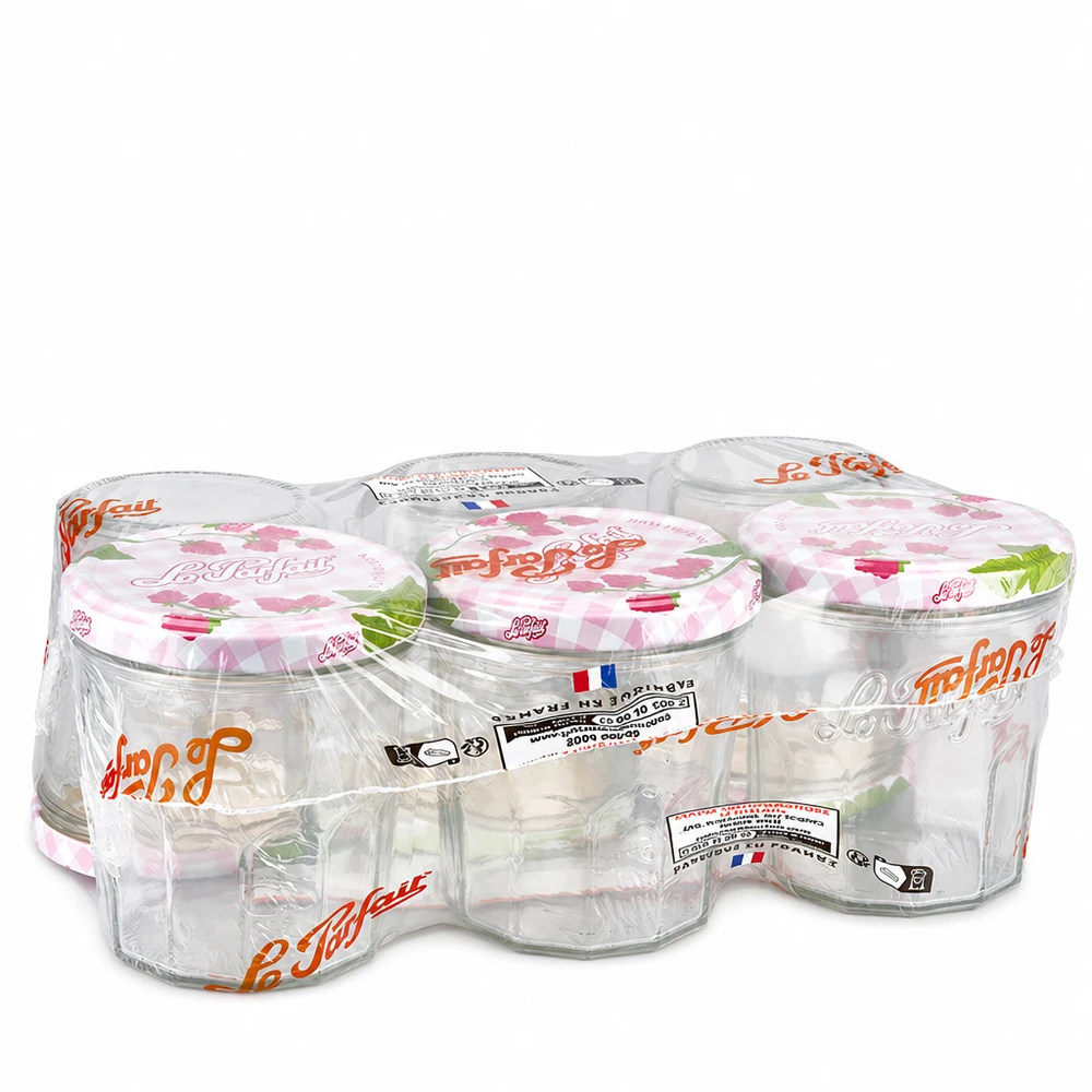 Le Parfait® Jam 324 ml Ø82 mm pot confiture Le Parfait Pots renversés 324ml en pack de 6 avec couvercles vissés emballés sous film pour confitures et conserves
