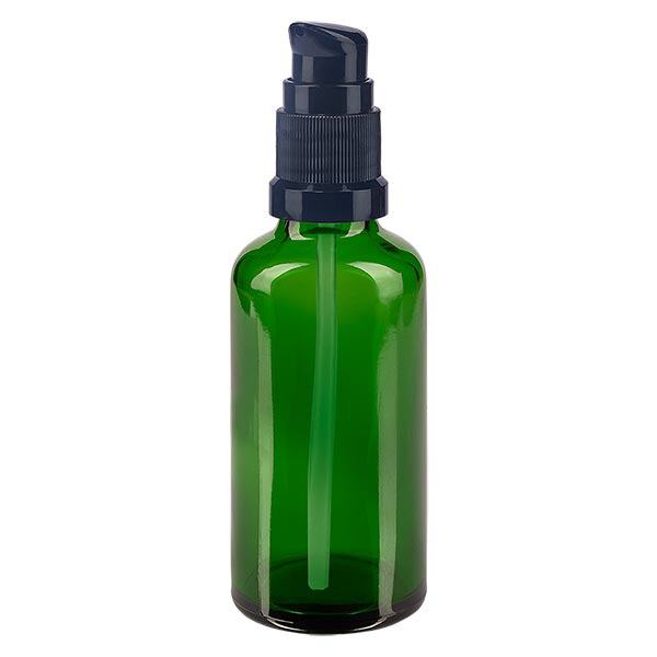 Flacon à pharmacie vert 50ml bouchon pompe noir standard