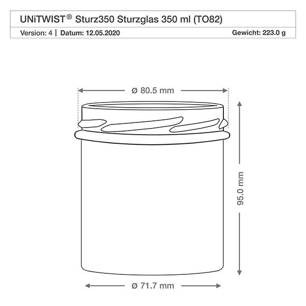 350ml Verre conique sans couvercle (TO82) UNiTWIST