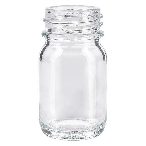 Bocal à col large en verre clair 30 ml, goulot DIN 32, sans couvercle