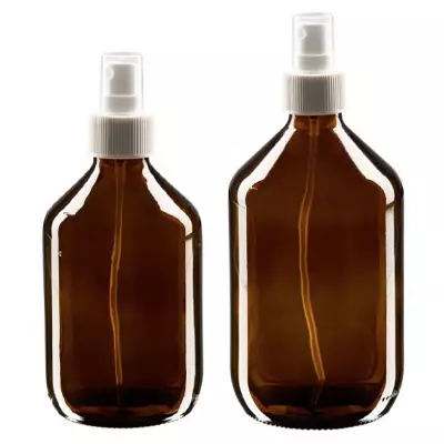 Flacons médicaux bruns avec vaporisateur à pompe blanc
