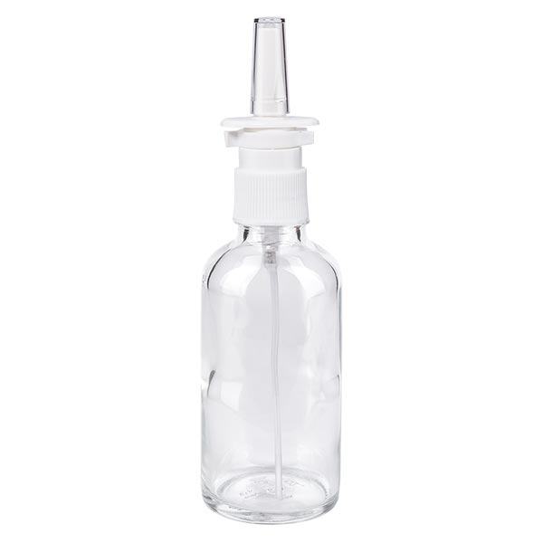 Flacon de pharmacie transparent 50ml vaporisateur nasal blanc Std