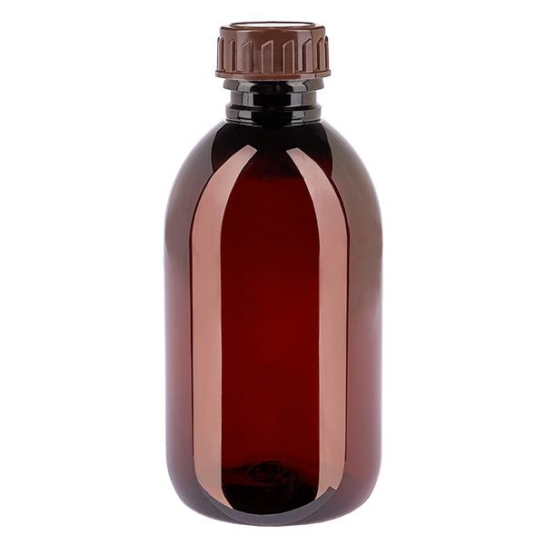 Bouteille PET 250ml avec bouchon marron standard Bouteille PET 250ml avec bouchon marron standard