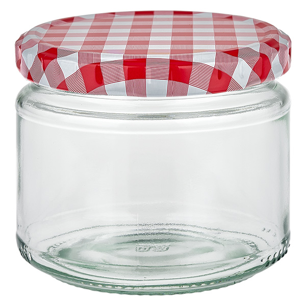 330ml Verre rond avec couvercle BasicSeal rouge/blanc UNiTWIST