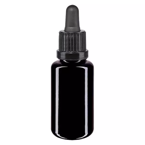 Bouteille de pharmacie viol. Pipette 20ml noir OV