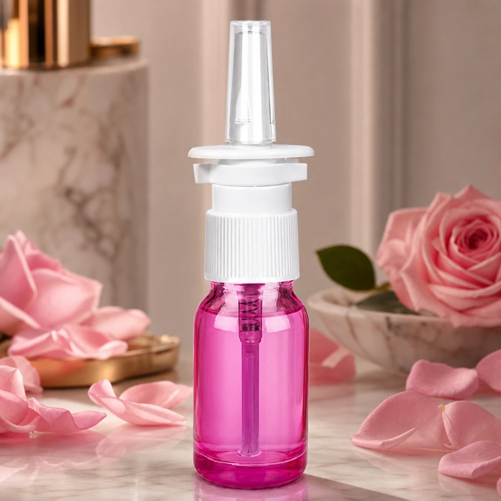 Bouteille médicale en verre Purple Light de 10 ml avec fonction de pulvérisation stérile pour solutions nasales