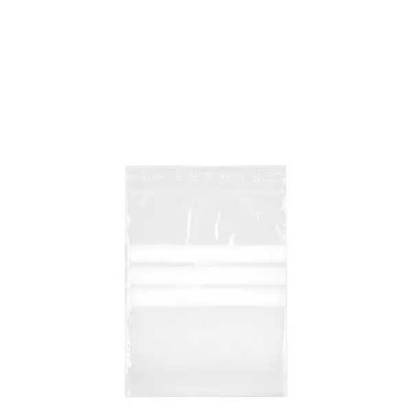 PolyZip avec zone d'écriture (paquet de 100) 120x170mm. En PE transparent 50µm. Aussi pour les aliments. Avec zone d'écriture & fermeture à pression Zip.