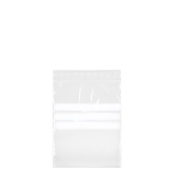 PolyZip avec zone d'écriture (paquet de 100) 120x170mm. En PE transparent 50µm. Aussi pour les aliments. Avec zone d'écriture & fermeture à pression Zip.