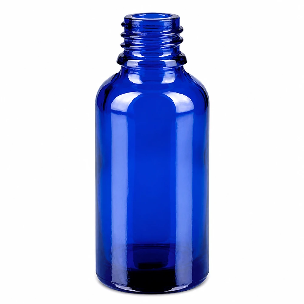 Flacon Roll-On 30ml blanc STD BlueLine UT18/30 Flacon en verre bleu compact de 30 ml avec bouchon à roulette pour une utilisation cosmétique mobile