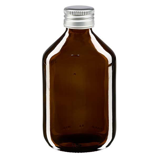 Flacon médical de 300ml brun avec bouchon en aluminium argenté Flacon médical de 300ml brun avec bouchon en aluminium argenté