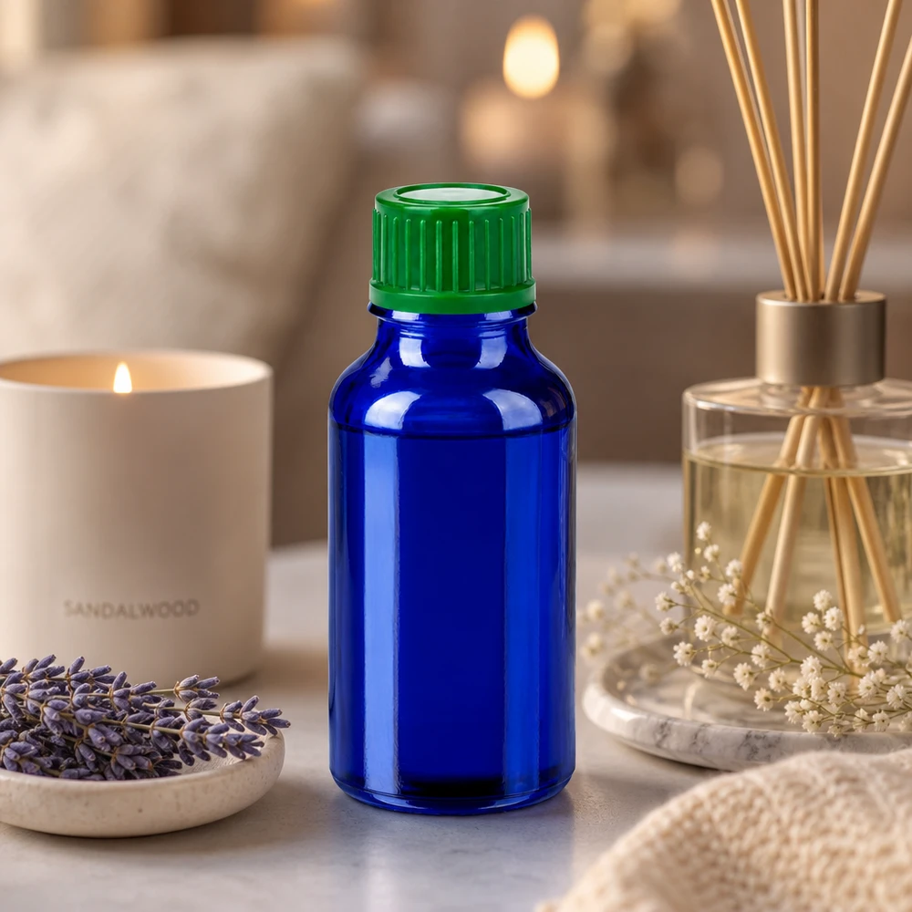 Flacon 20ml 11mm SV vert STD BlueLine UT18/20 Bouteille en verre polyvalente de 20 ml pour la cosmétique et la médecine naturelle avec bouchon à vis vert BlueLine
