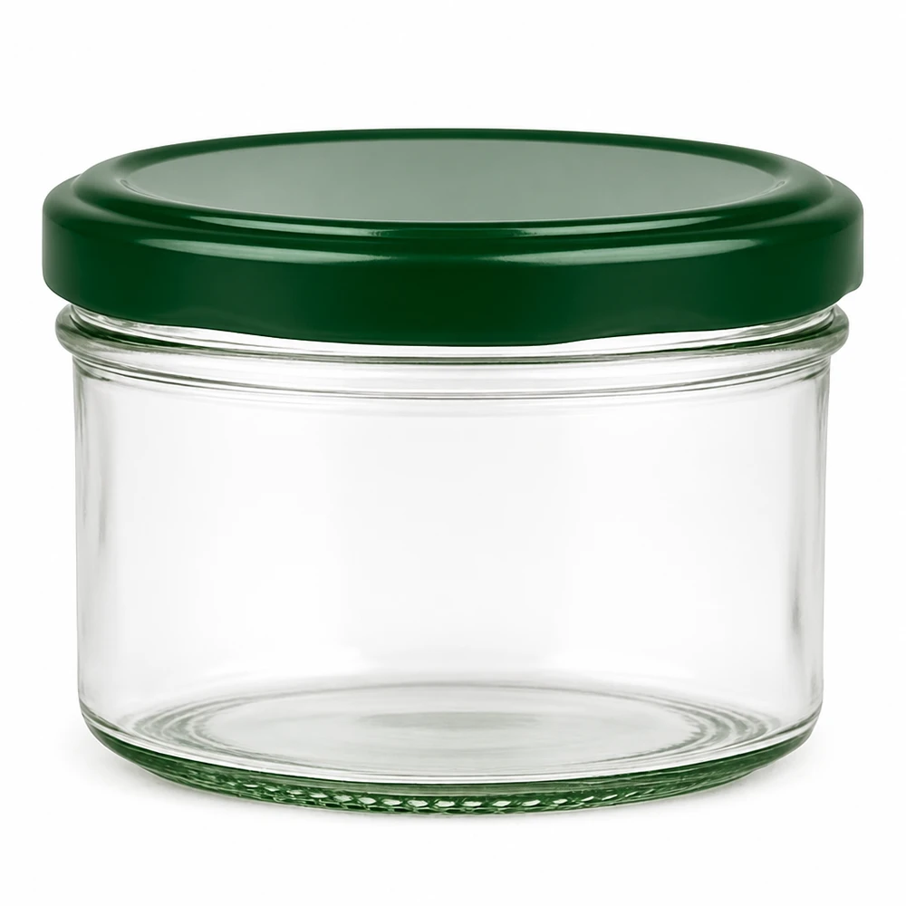 230ml Verre cylindrique avec couvercle BasicSeal vert UNiTWIST Pot cylindrique 230ml avec couvercle vert BasicSeal certifié UN pour la conservation et le stockage