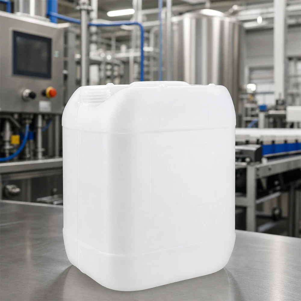 Bidon rectangulaire de grande capacité de 20 L sans bouchon, en plastique adapté au contact alimentaire