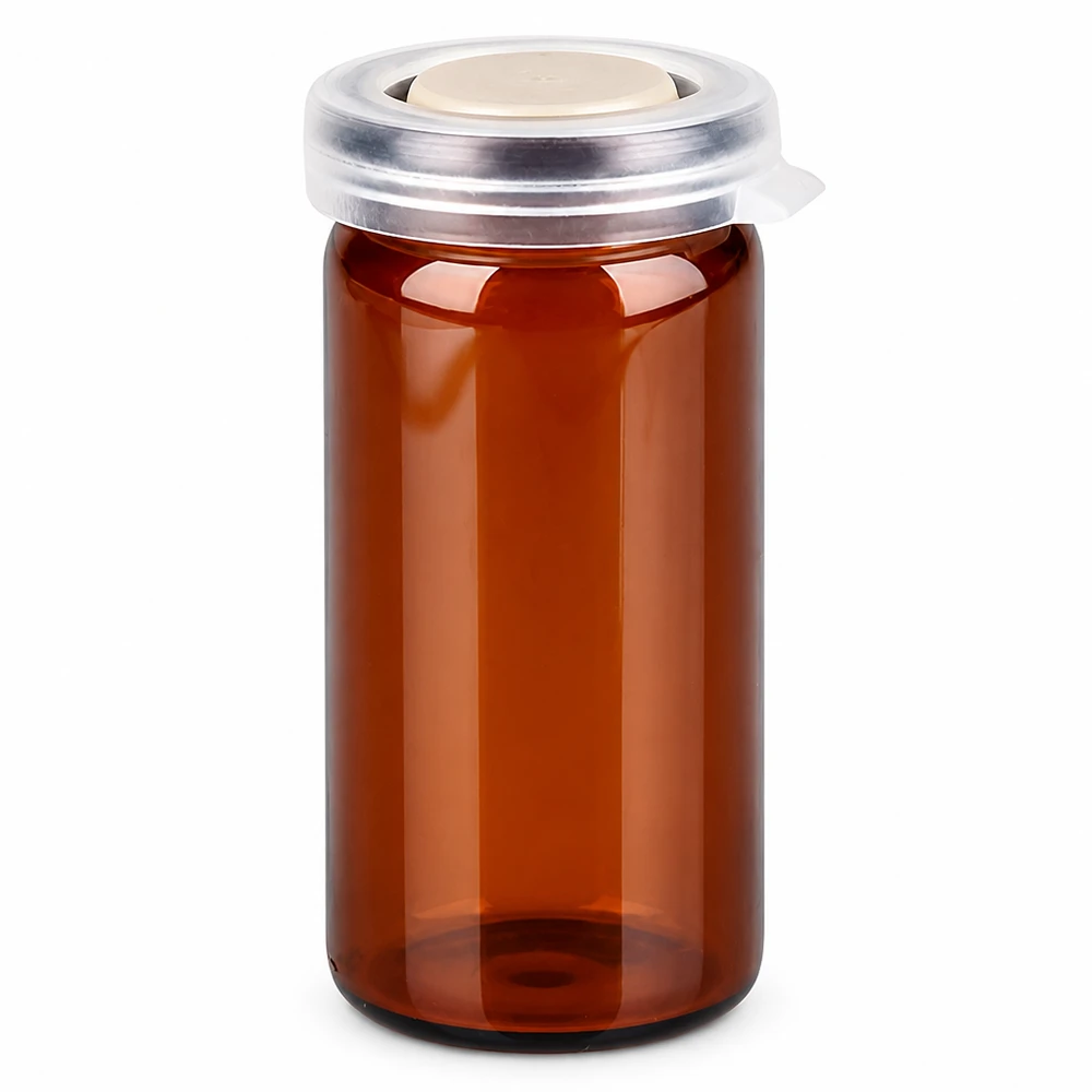Pot à comprimés 10 ml ambré, avec bouchon à déclic Petit flacon à comprimés de 10 ml, couleur ambre, avec couvercle à encliquetage en aluminium