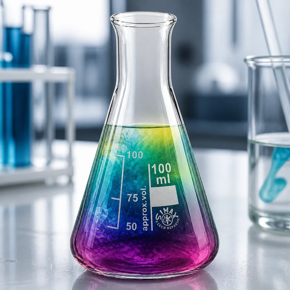 Erlenmeyer 100ml col étroit, verre borosilicate Ballon en verre professionnel de 100ml avec col étroit idéal pour le titrage et la synthèse