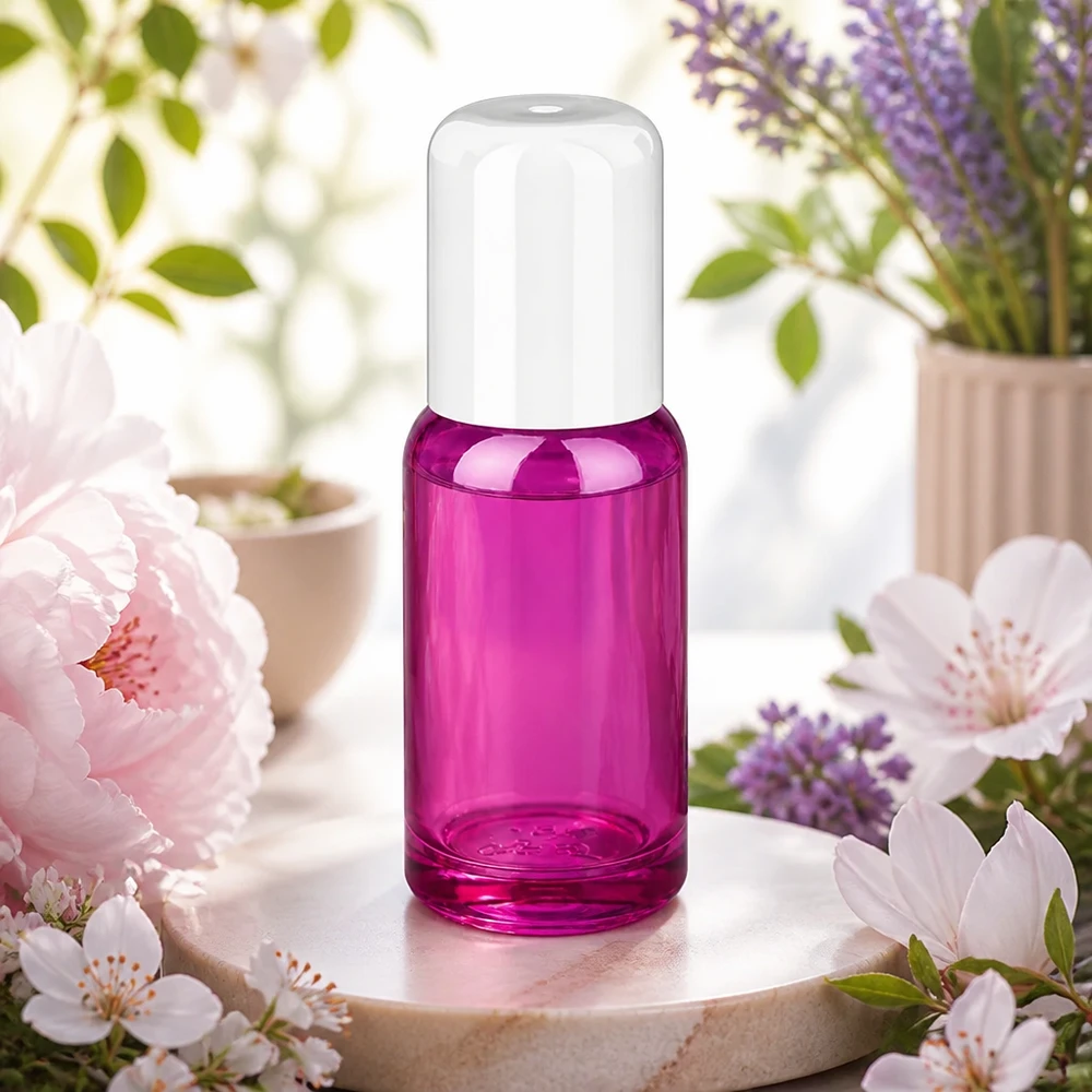Flacon roll-on 20ml blanc standard PurpleLine UT18/20 Bouteille en verre Roll-On de 20ml au design Purple Line idéale pour le bricolage de parfums et d'huiles essentielles
