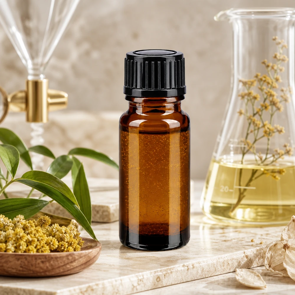 Petite bouteille en verre brun de 10 ml avec bouchon à vis, destinée aux plantes médicinales et aux huiles essentielles