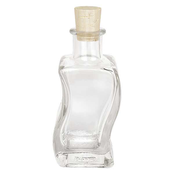 Flacon transparent Altana 100 ml, goulot 18 mm, avec bouchon de liège 18/22