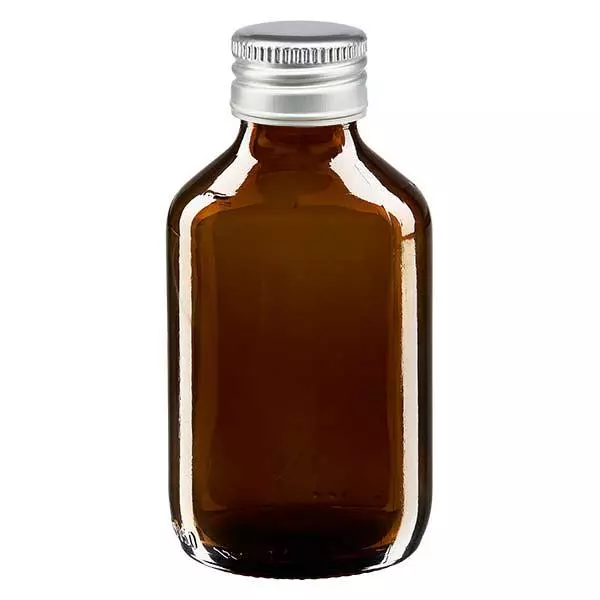 Flacon médical de 150ml brun avec bouchon en aluminium argenté