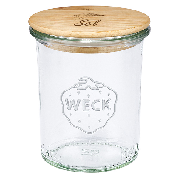 Coffret en bois « Sel » avec socle WECK 160 ml