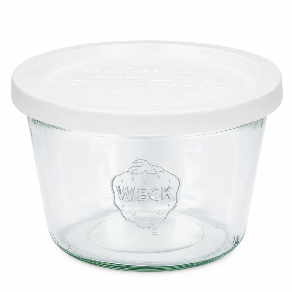Bocal en verre de 370 ml avec couvercle hermétique WECK RR100 WECK Pot renversé 370ml avec couvercle fraîcheur blanc RR100 Pot de conservation en verre clair pour la conservation et le stockage